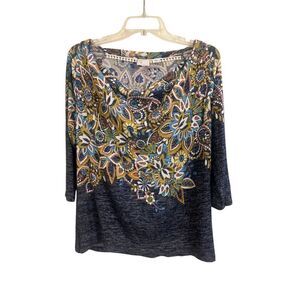 Anthropologie 9-H15-StCl Jacaranda knit floral top sz Large